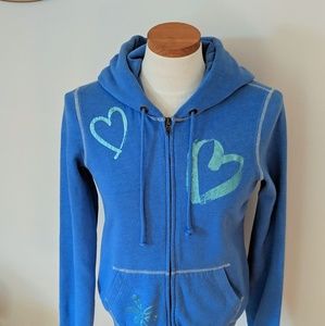 Pink Victoria Secret Blue Zip Up Hoodie